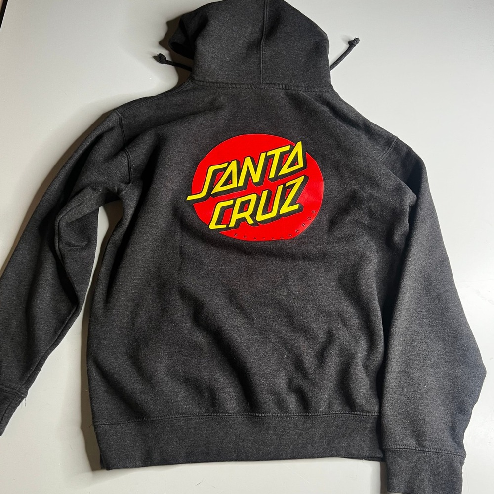 Santa Cruz Skateboards Dot Logo Hoodie Charcoal Gray Mens Medium RN 99052